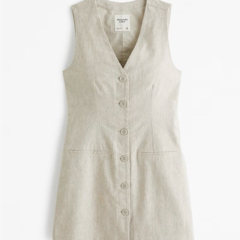 Abercrombie & Fitch Beige Button-Down Mini Dress